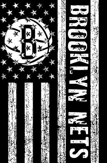 Brooklyn Nets Black And White American Flag logo iron on paper